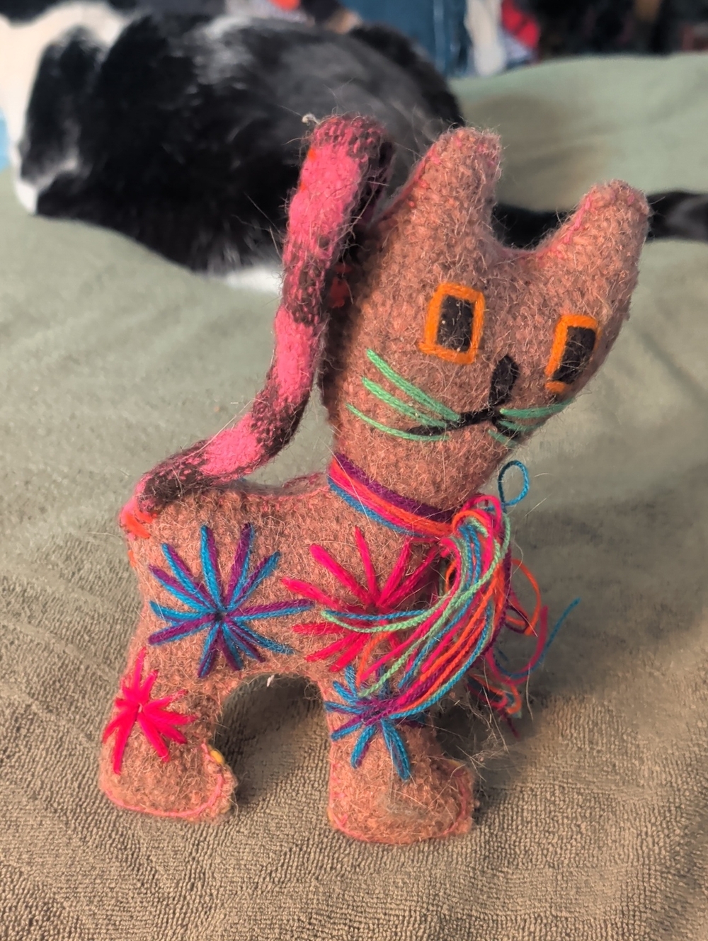 Handmade Embroidered Felt Plush Cat Toy